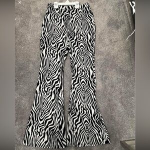 Zebra Print Flared Pants